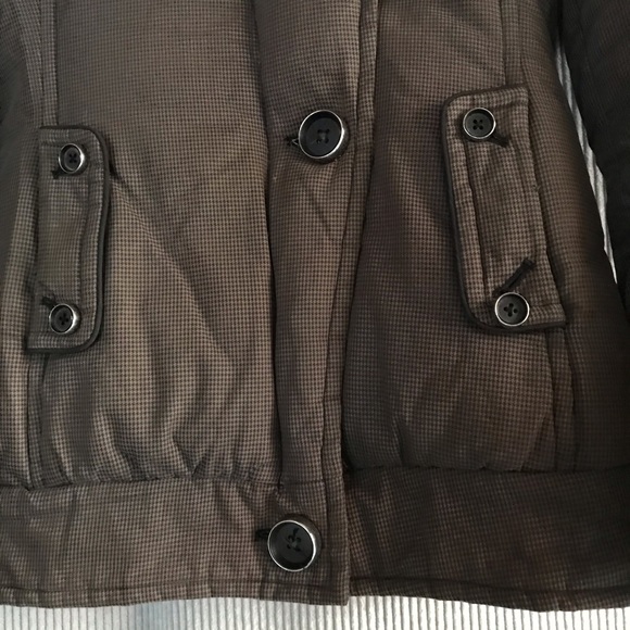 SOIA & KYO down puffer coat brown houndstooth XS - Picture 11 of 15